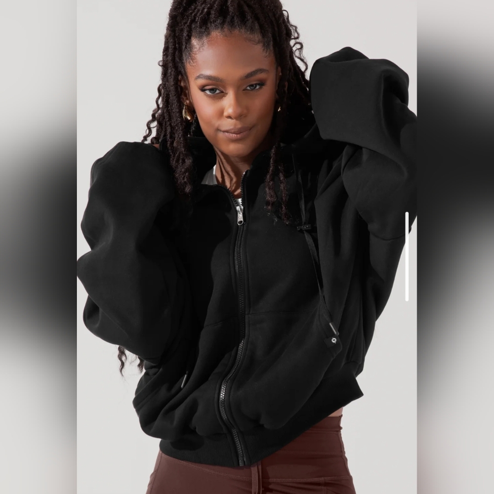 POPFLEX Black Oversized Zip-Up Hoodie